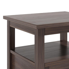 Warm Shaker Solid Wood 20 inch Wide Transitional End Table in Warm Walnut Brown
