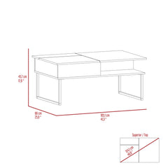 Lyra Lift Top Coffee Table, One Shelf -Espresso / Onyx