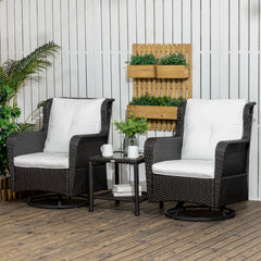 Patio Bistro Set, Porch Furniture with 360° Rotation & Rocking Function, 28.25"x30.75"x36.25", Cream White