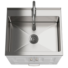 Gallery - 24" Laundry Cabinet with Faucet and Stainless Steel Sink - White