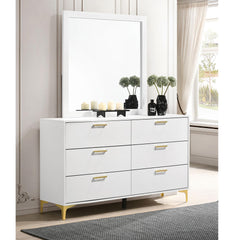 Eternity White 6-drawer Dresser with Mirror