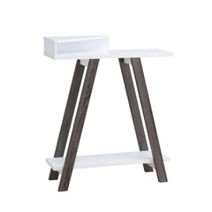 Contemporary Two Toned Console Table with Two Shelves - White & Grey