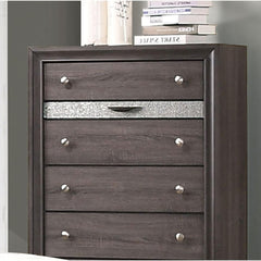 Gray Finish Contemporary Style 1pc Chest  Hidden Jewelry Drawer English Dovetail Drawers Silver Knobs Bedroom Furniture