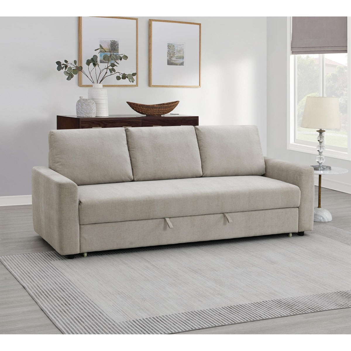 Hera Beige Linen Pull out Sleeper