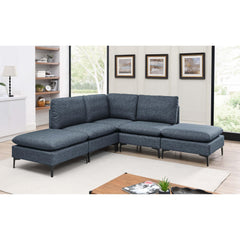 Linen Upholstered Modular Sectional with Metal Legs