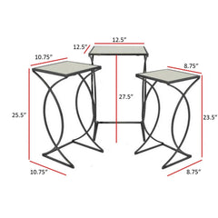 Electra Plant Stand Table Set of 3, Curved Base, Modern Black Finished Metal