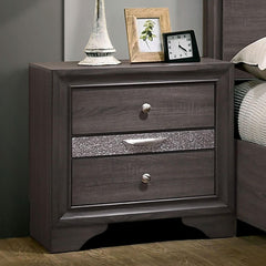 Contemporary Gray 1pc Nightstand Nickle round Knob Handles English Dovetails Hidden Drawer Bedside Table