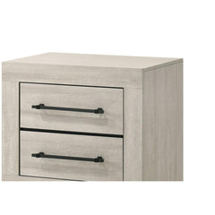 Light Gray Finish Contemporary Nightstand 1pc Metal Handles Central Glide English Dovetail Drawers Bedroom Furniture
