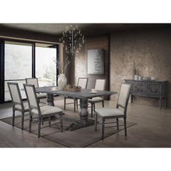 Poem Weathered Gray Finish 7PCs Dining Room Set