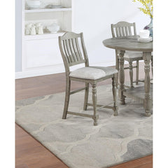 Classic Light Grey Plush Upholstered Cushion Chairs Set of 2pc High Dining Chair Open Slats Back Design