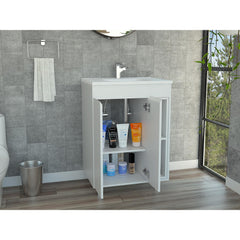White 2-Shelf Rectangle Freestanding Vanity Cabinet