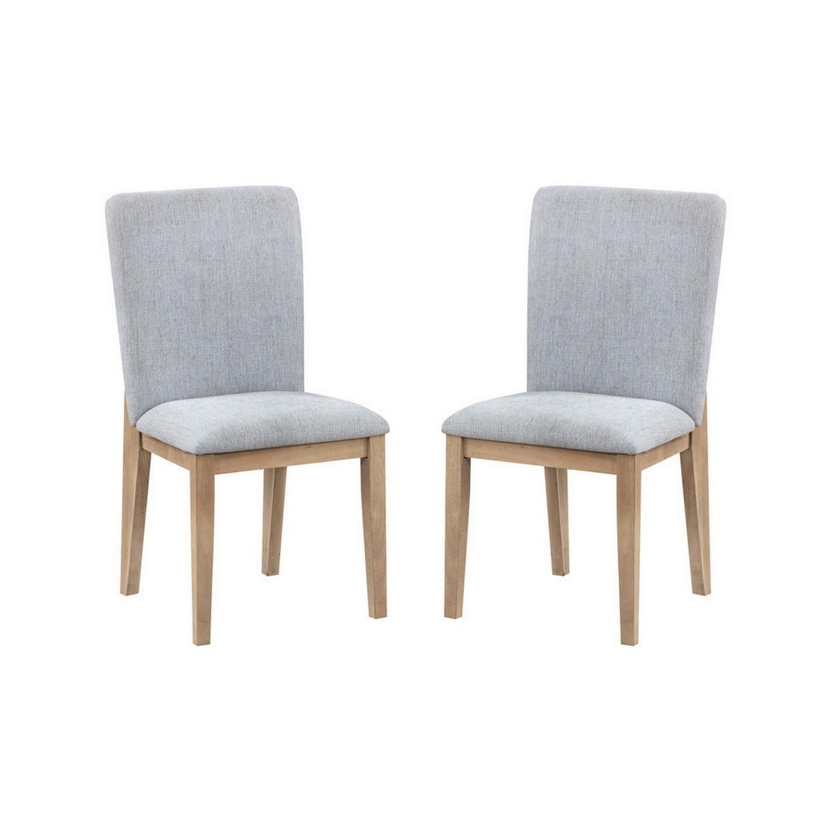 Pulsar 25 Inch Dining Chair Set of 2, Cushioned Seat, Gray Linen Upholstery