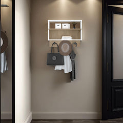 Museum Wall-Mounted Entryway and Coat Rack, Modern Floating Shelf with Hooks