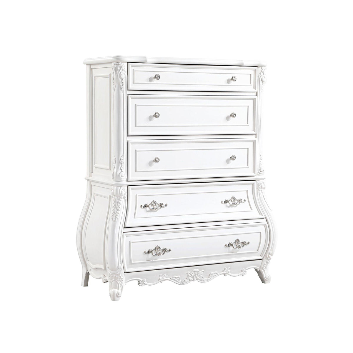 Sun Modern Style 5-Drawer Chest Made with Wood in Pearl White