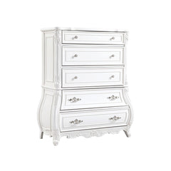 Sun Modern Style 5-Drawer Chest Made with Wood in Pearl White