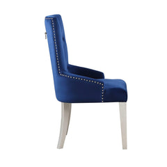 Infinity Blue Fabric & Antique Platinum Finish Side Chair