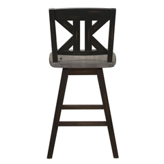 Mercury Height Chairs Set of 2, Black Gray 360-degree Swivel Chair Solid Rubberwood Kitchen Dining Furniture, Divided X-Back