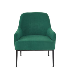 Green Velvet Accent Chair, Modern Upholstered Armchair with Metal Legs, Comfy Side Chair for Living Room Bedroom
