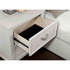 Transitional White 1pc Nightstand Only Dovetail Drawers Solid wood Bedside Table Chrome Hanging Pulls
