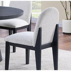 White Fabric Soft Cozy Texture 2pc Dining Chairs Upholstered Seat Back Ergonomic Support Side Chair