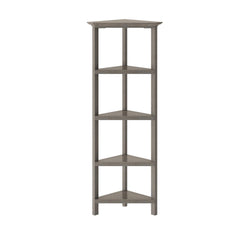 4-Shelf Tall Wood Corner Bookcase with Open Bookshelves, Washed Gray, 1PC