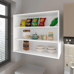 White Wall Cabinet with Open Storage