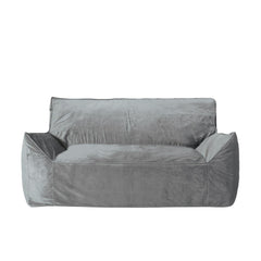 Aeneas Velveteen 2 Seater Oversized Bean Bag Chair with Armrests, Gray