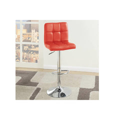 Red Faux Leather Bar Stool Counter Height Chairs Set of 2 Adjustable Height w Gas lift Kitchen Island Stools Modern