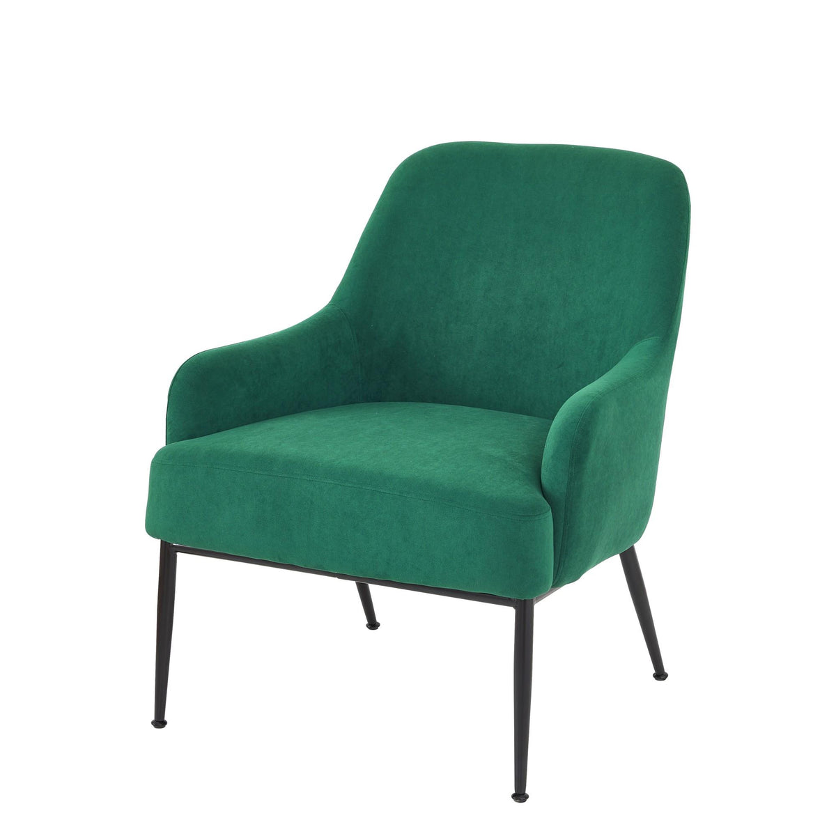 Green Velvet Accent Chair, Modern Upholstered Armchair with Metal Legs, Comfy Side Chair for Living Room Bedroom
