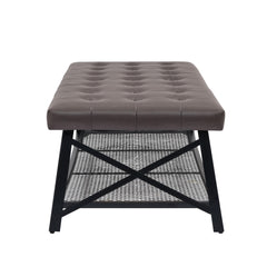 Tufted Faux Leather Like Upholstered Coffee Table