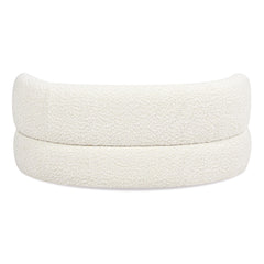 Orestes 36" Curved Dog Sofa Bed, Medium, Ivory White Boucle