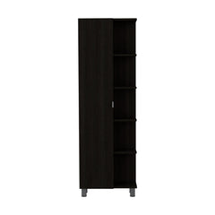 Iphigenia Mirror Linen Cabinet, Four Interior Shelves, Five External Shelves -Black