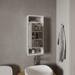 Display Wall-Mounted Mirror Medicine Cabinet With One Door And Interior Storage Shelves, White