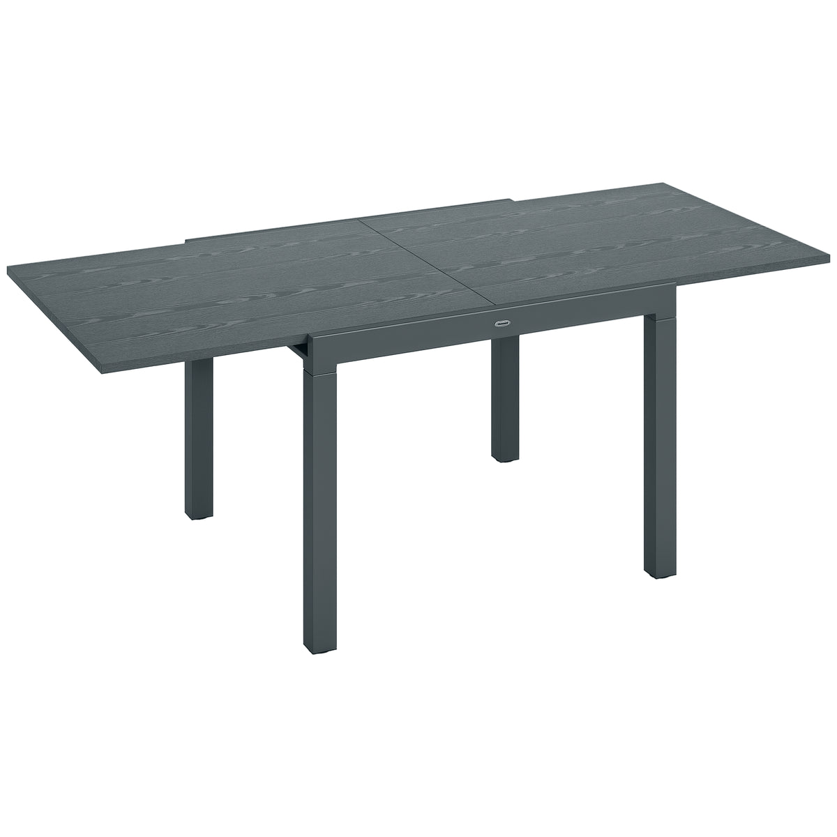 Patio Table for 6-8 People, Aluminum Frame Rectangle Garden Table with Wood Effect Steel Top, for Backyard, Dark Gray