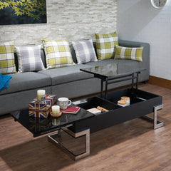 Orestes Black High Gloss & Chrome Finish Coffee Table w/ Lift Top