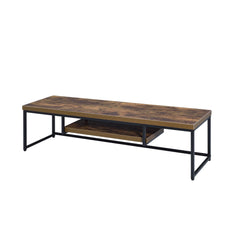 Museum Weathered Oak & Black Metal Finish TV Stand