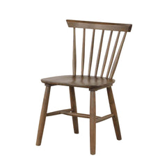 Mid-Century Modern Style 2pc Dining Chair Spindle Back Molded Seat Walnut Finish Dining Room Furniture
