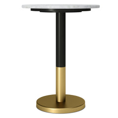 Eden Side Table in White Genuine Marble and Black/Gold Iron