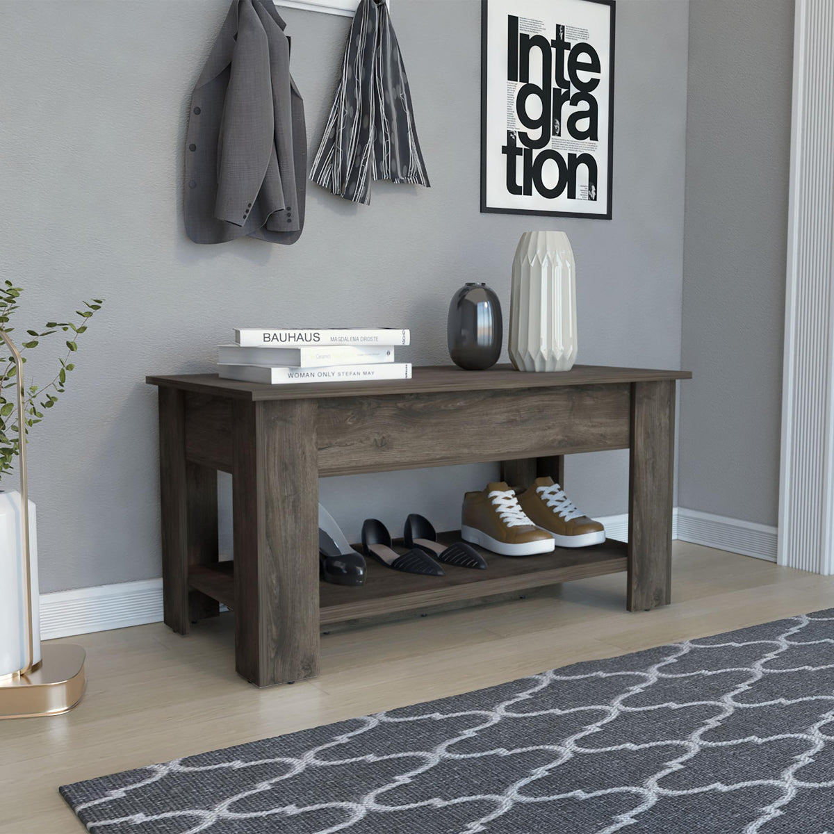 Clytemnestra 1-Shelf Lid Top Storage Table Dark Brown