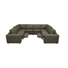 Premium Leather Match Upholstered Large Arms Sectional with Two Recliner Seats