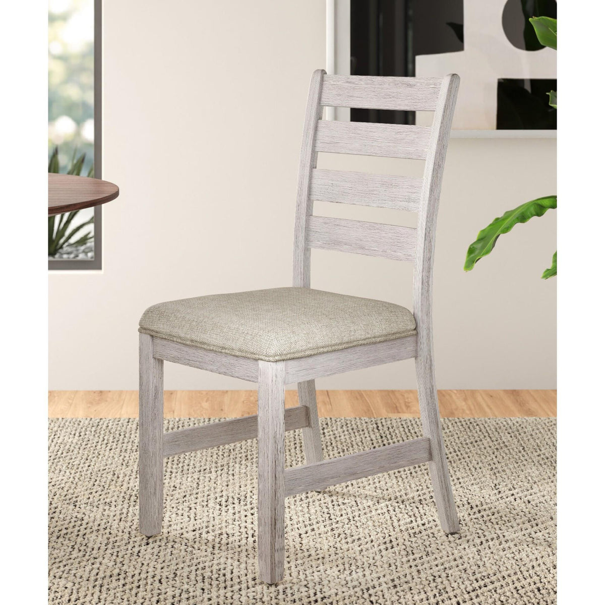 Eternity Dining Room Side Chairs 2pc Set Grayish White Finish Upholstered Seat Transitional Design Furniture