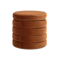 Tale 19" Oversized Round Storage Ottoman, Burnt Orange Performance Velvet