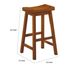Armageddon 29" Counter Height Stool with Saddle Seat, Oak Brown, Set Of 2