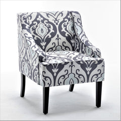 Versatile Upholstered Side Chair, Solid Wood Frame with Recessed Arms, Tapered Front Legs and Flared Back Legs, Foam & Sinuous Springs Cushioned Accent Chair for Entryway Bedroom Dining Room