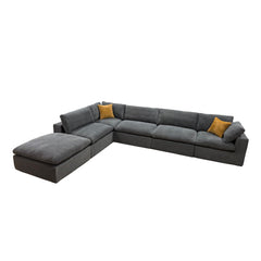 Coffee Bean Like Upholstery Full Compressed Modular Sectional with Toss Pillows