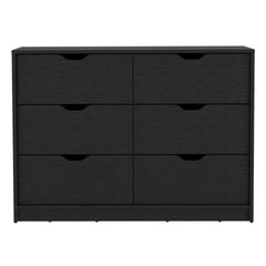 Utopia 4 Drawers Double Dresser with 2 pull down Cabinets Black