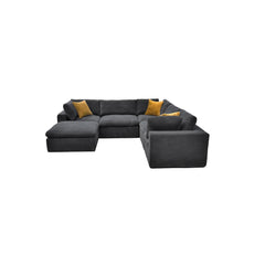 Coffee Bean Like Upholstery Full Compressed Modular Sectional with Toss Pillows