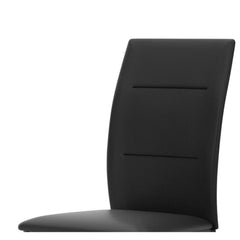 Contemporary Upholstered Side Chairs 2pc Set, Synthetic Leather Black Metal Legs