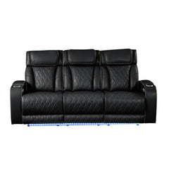 Hephaestus Modern Style Upholstery Recliner 3PC Livingroom Set Made with Wood & Massage Function Included-Black