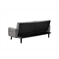 72" Sleeper Sofa Bed - Convertible Folding Backrest to Full Bed with Cup Holder & Drop-Down Table - Space Saving Linen Sofa for Small Spaces - Easy Assembly, Grey